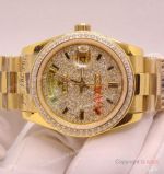 Iced Out Rolex Day-Date Presidential Yellow Gold Watch 36mm